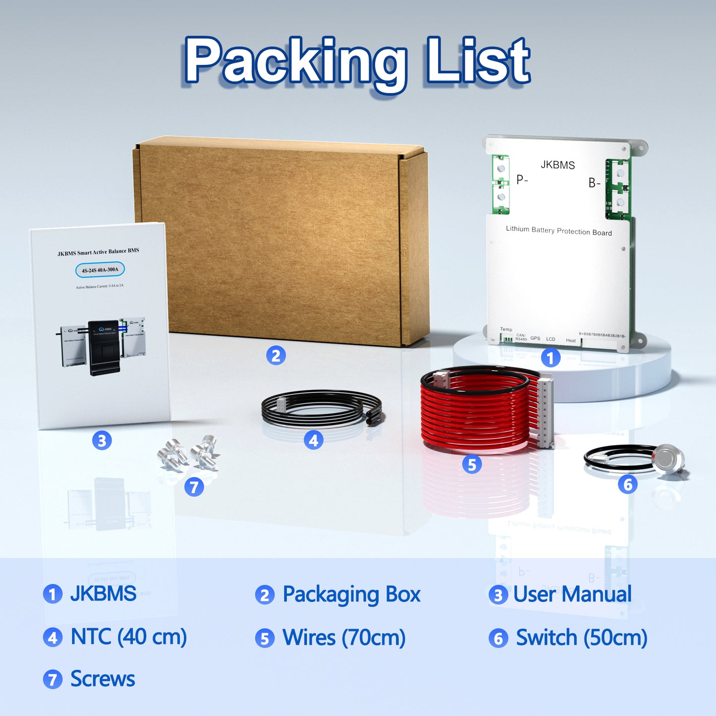 JKBMS Smart BMS 4S-8S 200A 1A Active Balance Built-in Bluetooth with RS485 PCB Battery Protection Board for LiFePO4 Li-ion LTO Battery Pack(JK-B1A8S20P)