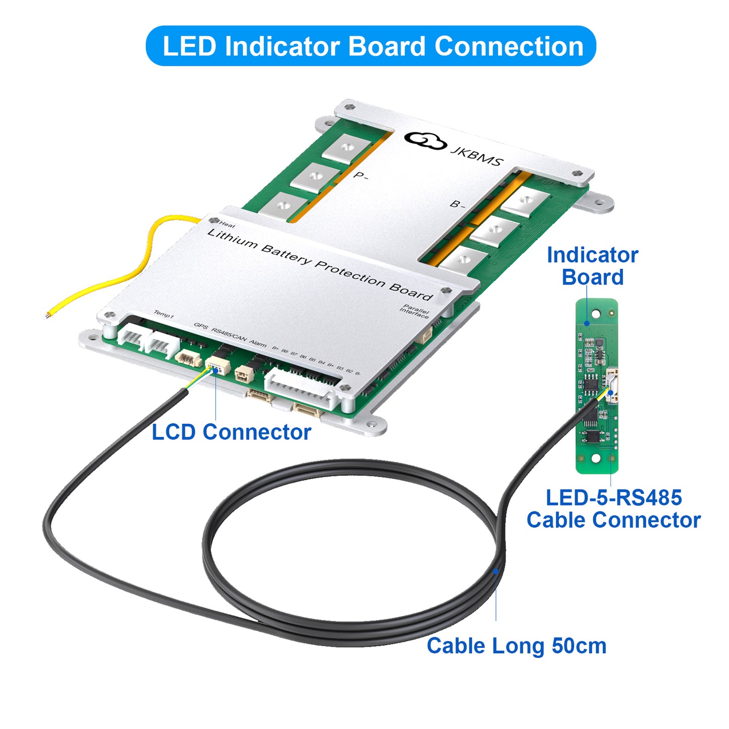 JKBMS Battery Level Indicator — Wiring Connection Diagram