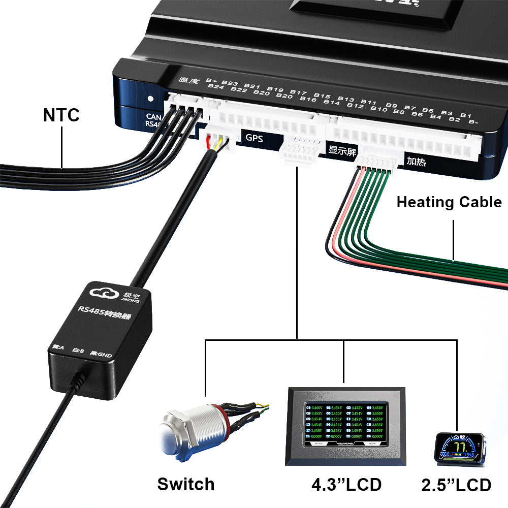 JKBMS 2 Inch LCD Display Interface & Connector Diagram