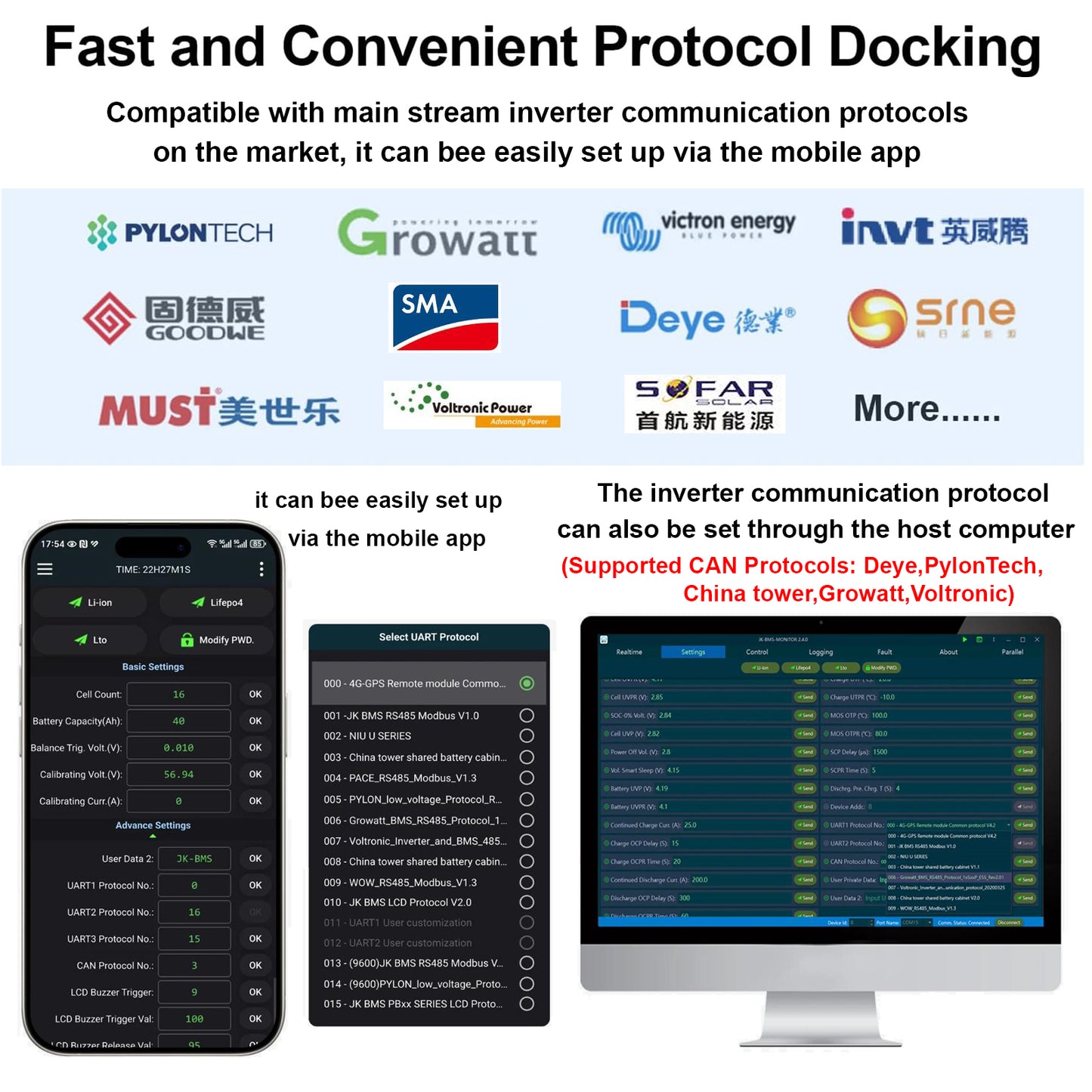 JKBMS JK-PB1A16S10P Supported Features & APP Interface