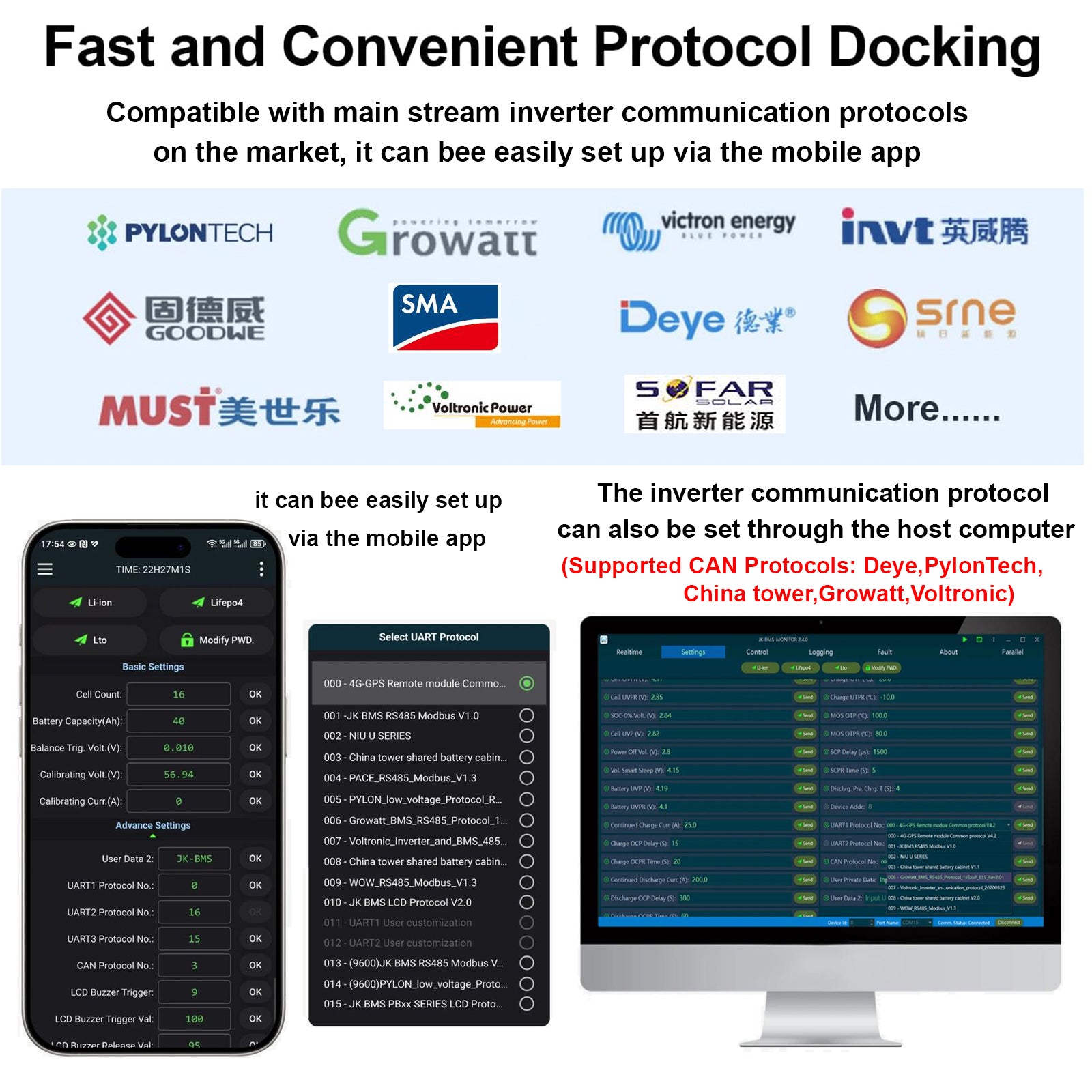 JKBMS JK-PB1A16S10P Supported Features & APP Interface