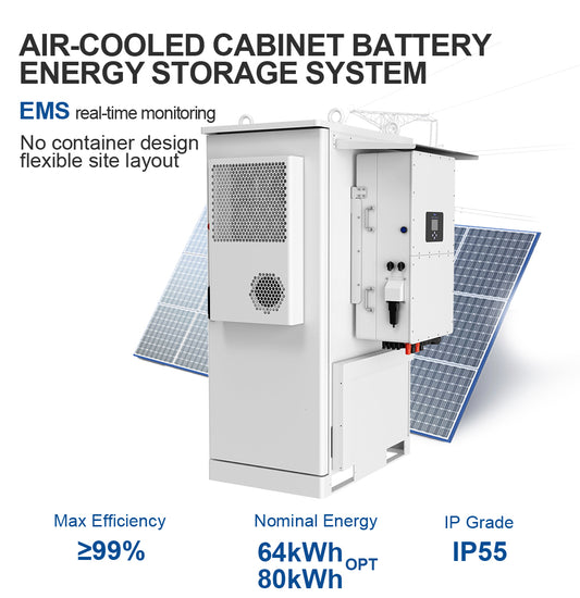 JKBMS ESS C&I All-in-One BESS | 64kWh / 80kWh Air-Cooled | 204.8V LiFePO4 | 30kW/40kW Inverter | Hybrid / Off-Grid / On-Grid