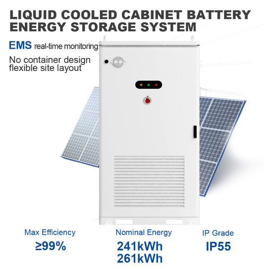 JKBMS C&I All-in-One BESS | 241kWh / 261kWh Liquid-Cooled | 600-876V LiFePO4 | Optional 125kW PCS + Solar MPPT | Hybrid / Off-Grid / On-Grid
