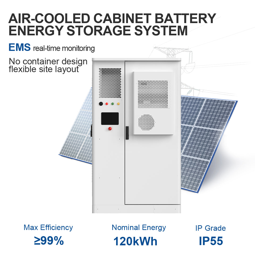 JKBMS C&I All-in-One BESS | 120kWh Luftgekühlt Hochvolt | 384V LiFePO4 | 60kW Wechselrichter | Hybrid / Off-Grid / On-Grid