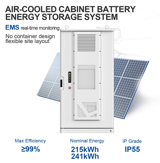 JKBMS C&I All-in-One BESS | 215kWh / 241kWh Air-Cooled Outdoor Cabinet | 768V LiFePO4 | 100kW Inverter | Hybrid / Off-Grid / On-Grid