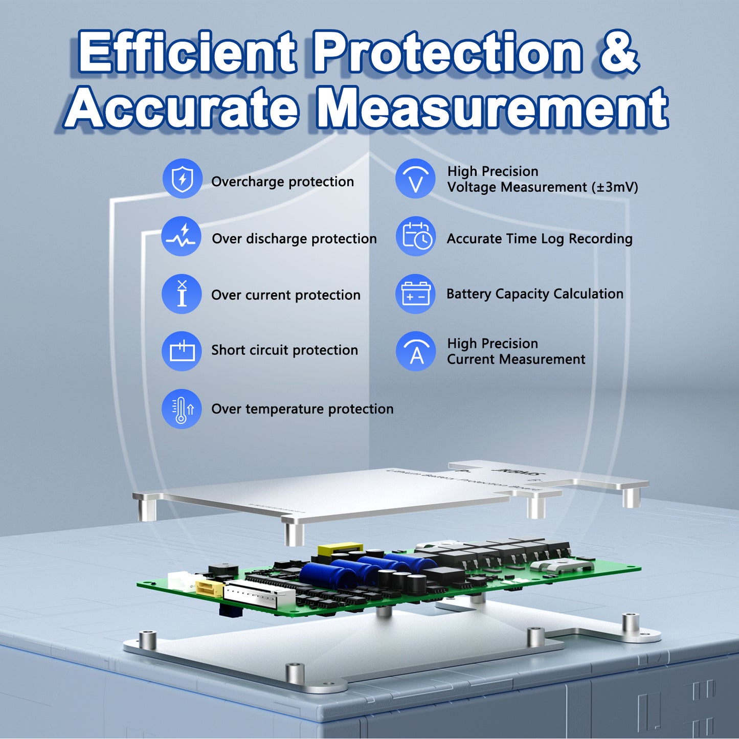 JKBMS Smart BMS 4S-8S 100A 1A Active Balance Built-in Bluetooth with CAN RS485 PCB Battery Protection Board for LiFePO4 Li-ion LTO Battery Pack (JK-B1A8S10P)