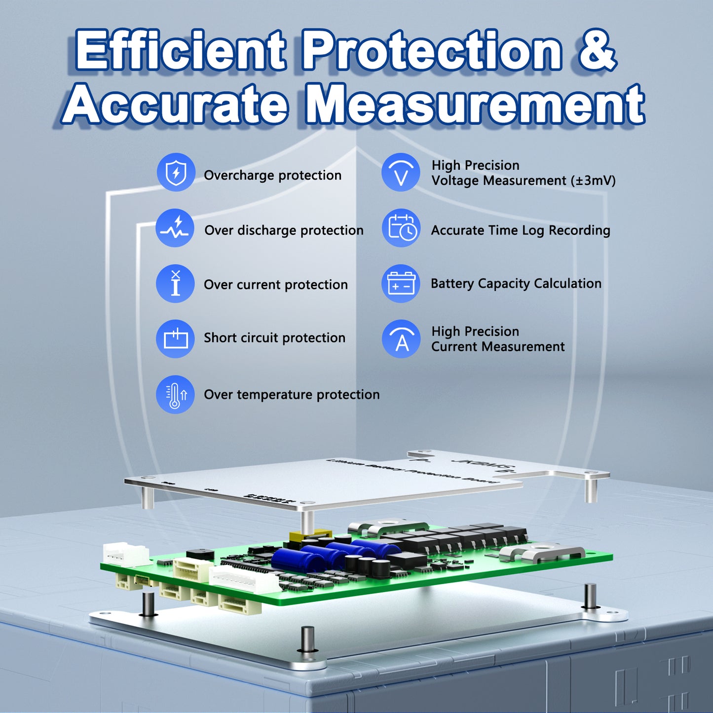 JKBMS Smart BMS 4S-8S 40A 0.4A Active Balance Built-in Bluetooth with RS485 PCB Battery Protection Board Li-ion LiFePO4 LTO Battery Pack (JK-BD4A8S4P)