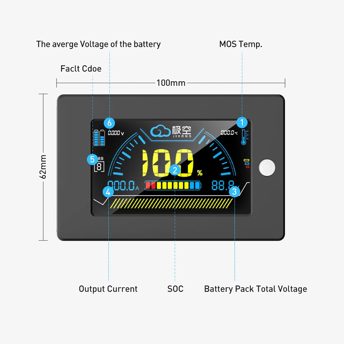 JKBMS 3.2 Inch LCD Display Screen Compatible with All JK Smart BMS Battery Protection Board