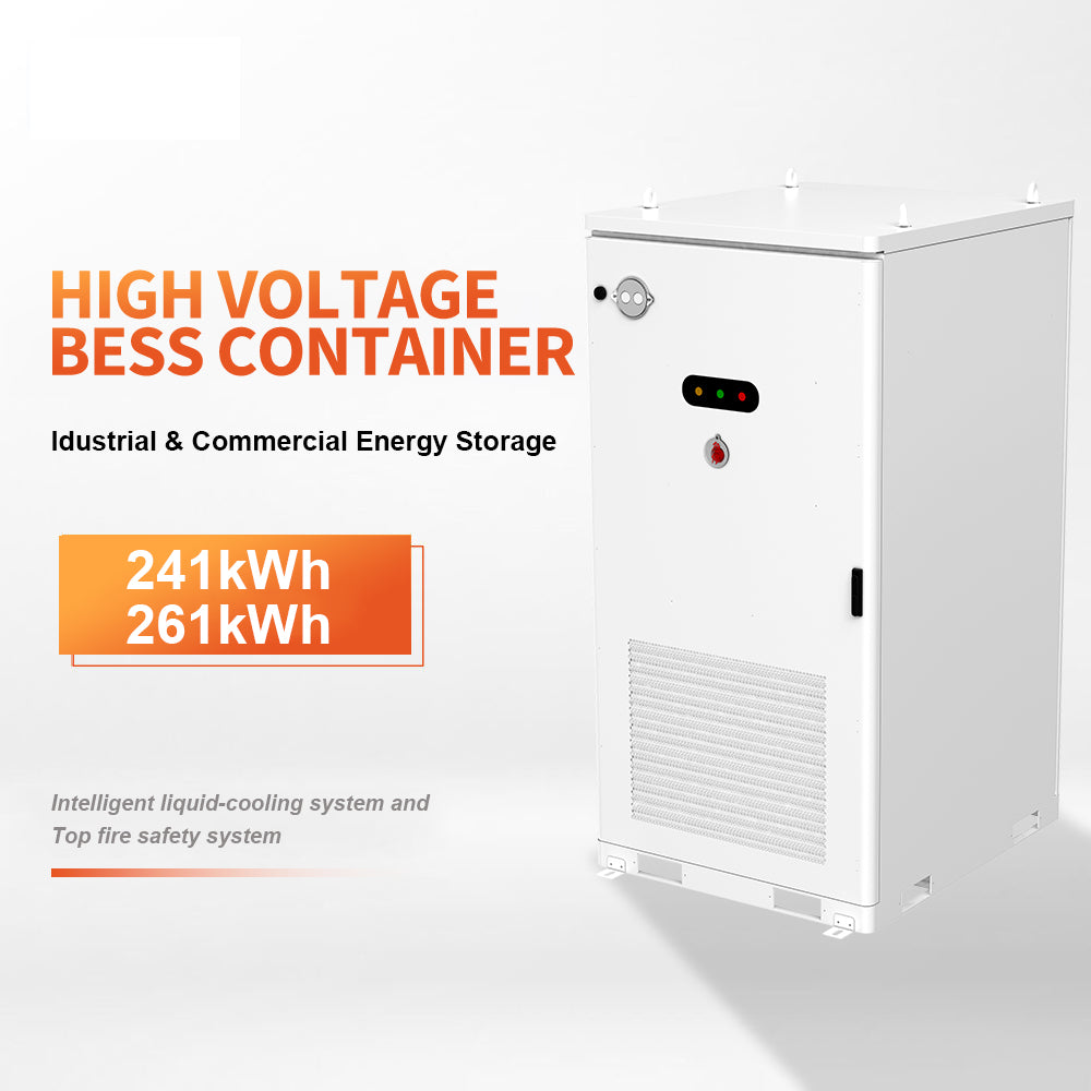JKBMS BESS tout-en-un C&I | 241kWh / 261kWh Refroidissement liquide | LiFePO4 600-876V | PCS 125kW + MPPT solaire en option | Hybride / Hors réseau / Sur réseau