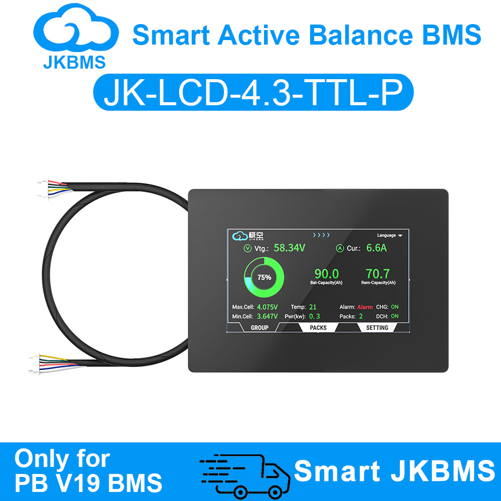 JKBMS LCD-4.3-TTL-P 4.3 Inch LCD Display for JK-PB Inverter BMS V19 - Product Overview