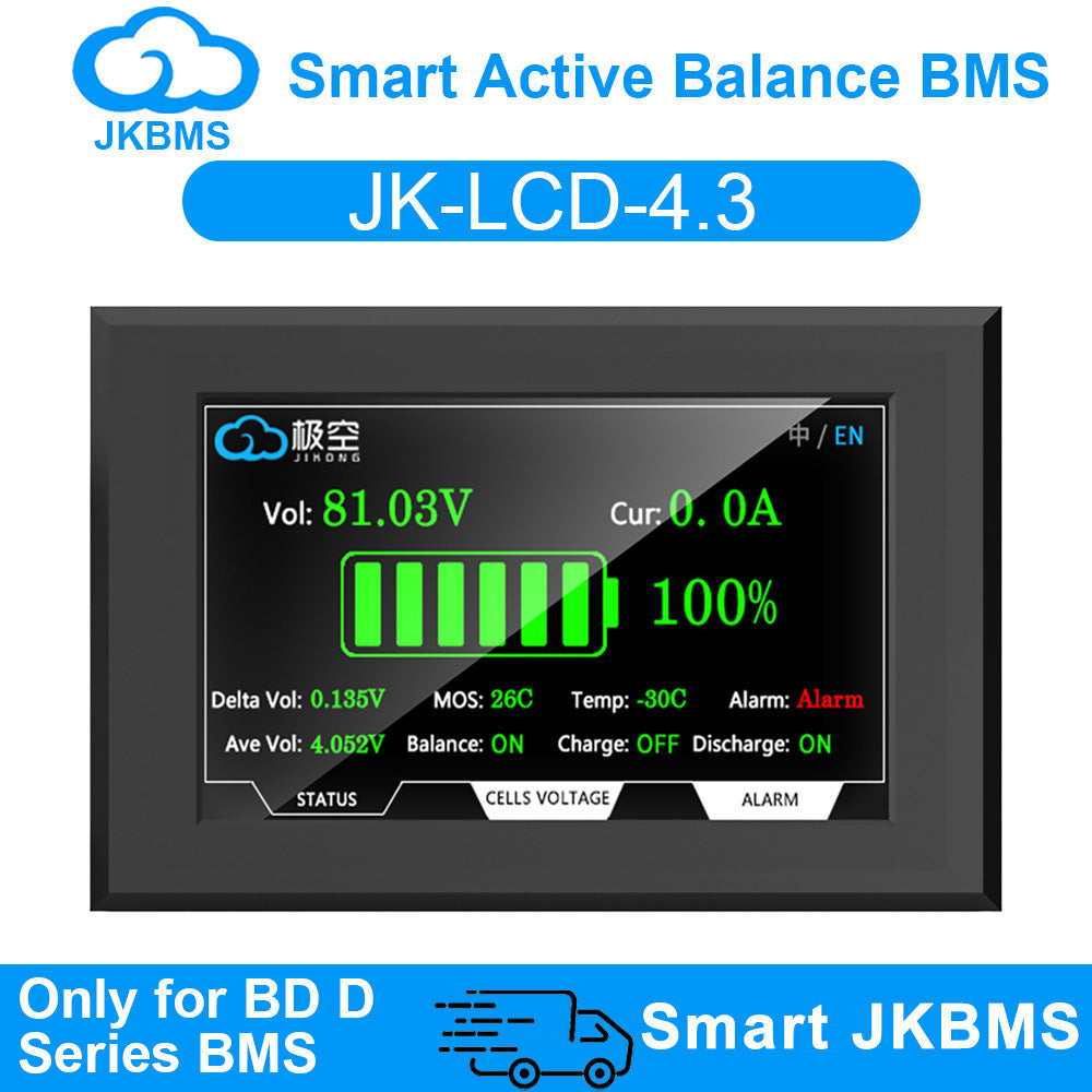 JKBMS 4.3 Inch LCD Touch Screen | Battery Monitor for JKBMS Smart BMS ...