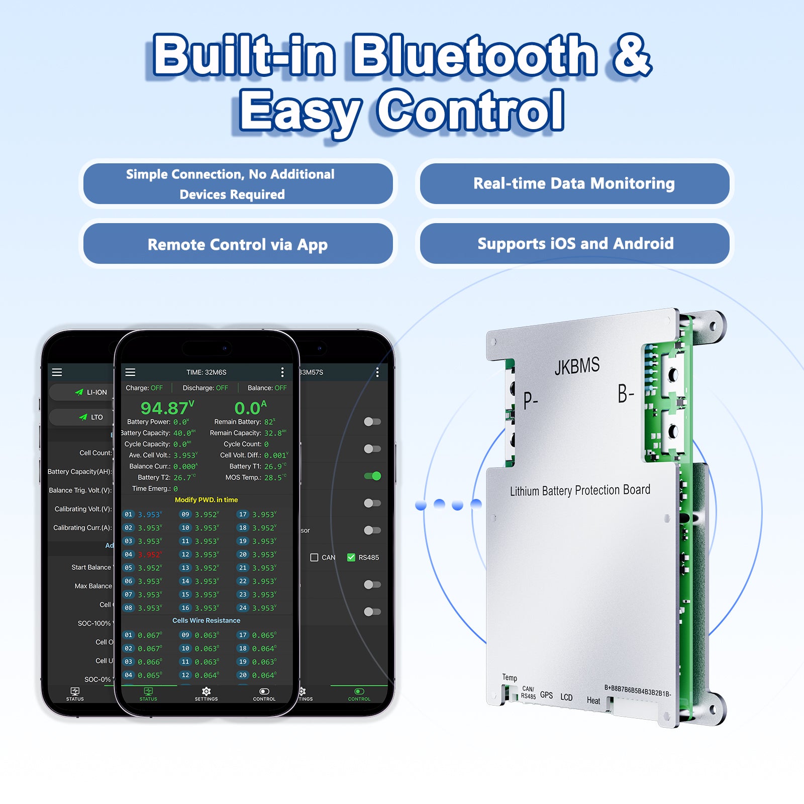 JKBMS JK-B1A8S20P-HC APP Interface & Bluetooth Monitoring