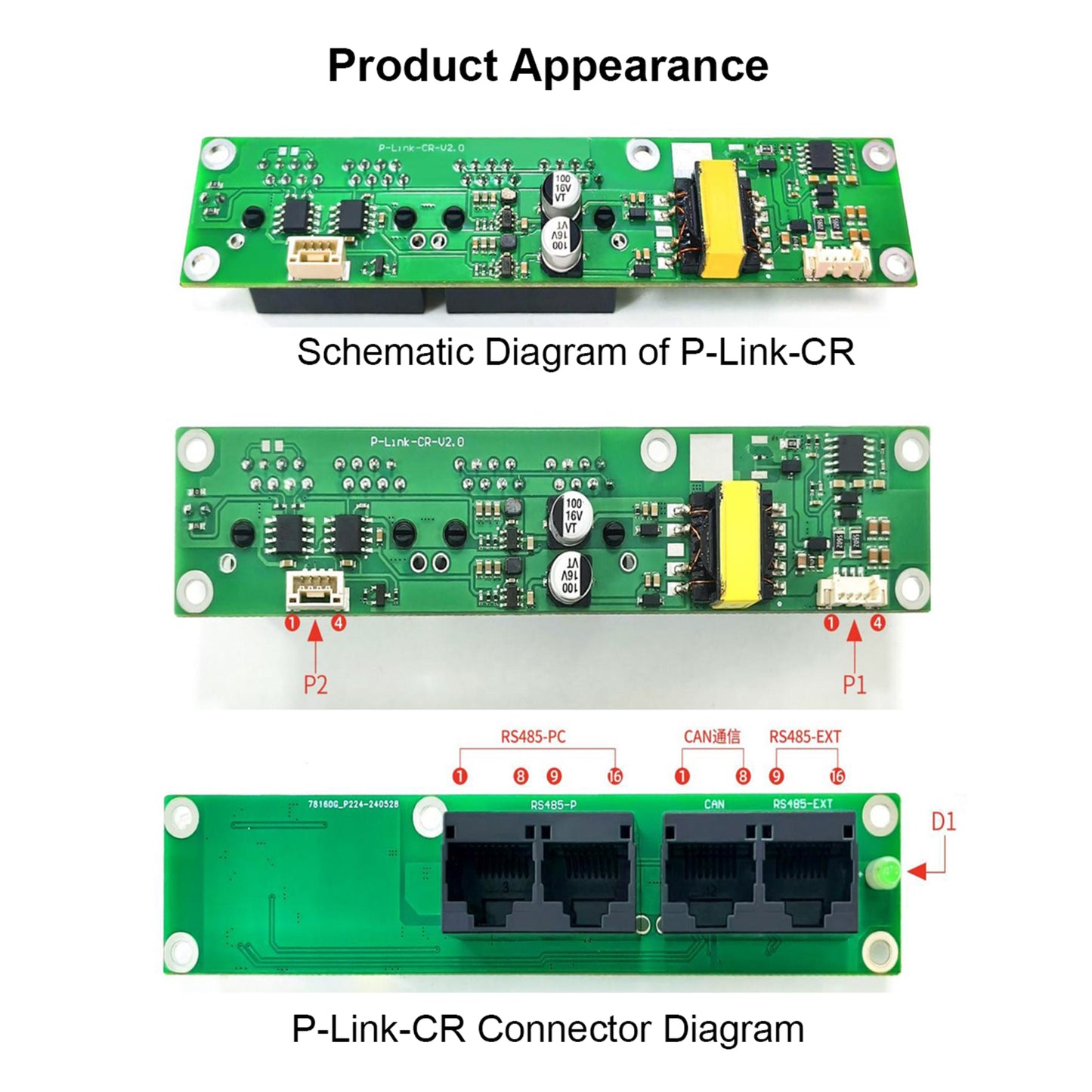 JKBMS P-Link-CR-V2.0 Communication Interface Board for Smart BMS Expansion and Parallel Connection