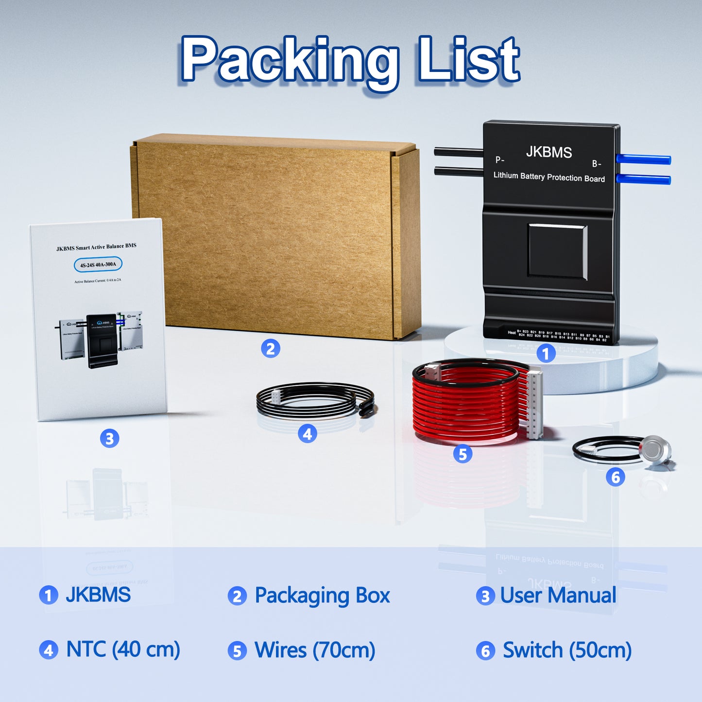 JKBMS Smart BMS 8S-20S 200A 2A Active Balance Built-in Bluetooth with RS485 PCB Battery Protection Board for Li-ion LiFePO4 LTO Battery Pack (JK-B2A20S20P)