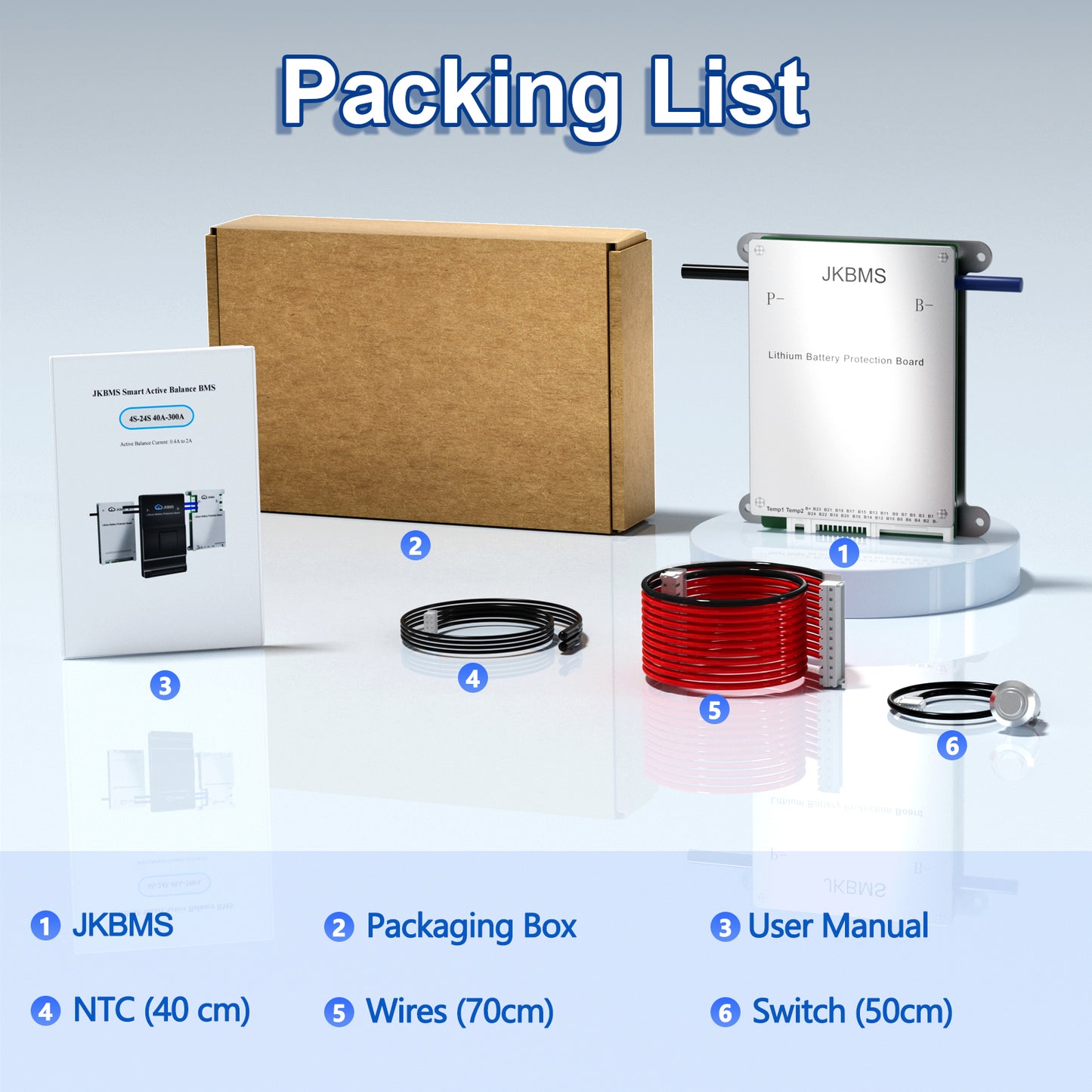 JKBMS Smart BMS 8S-17S 40A 0.4A Active Balance Built-in Bluetooth with RS485 PCB Battery Protection Board Li-ion LiFePO4 LTO Lithium Battery Pack (JK-BD4A17S4P)