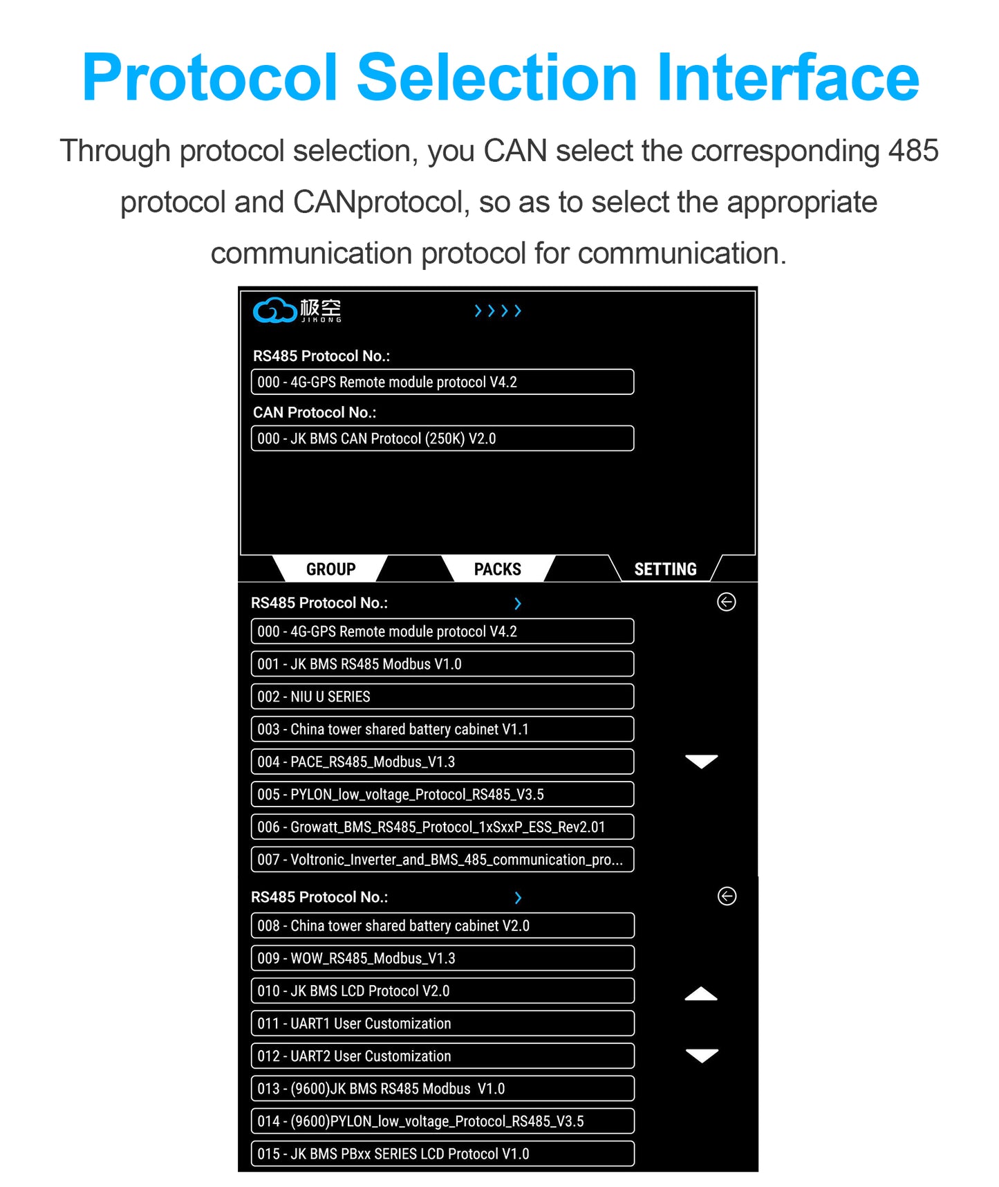 JKBMS LCD-4.3-TTL-P RS485 Protocol Settings