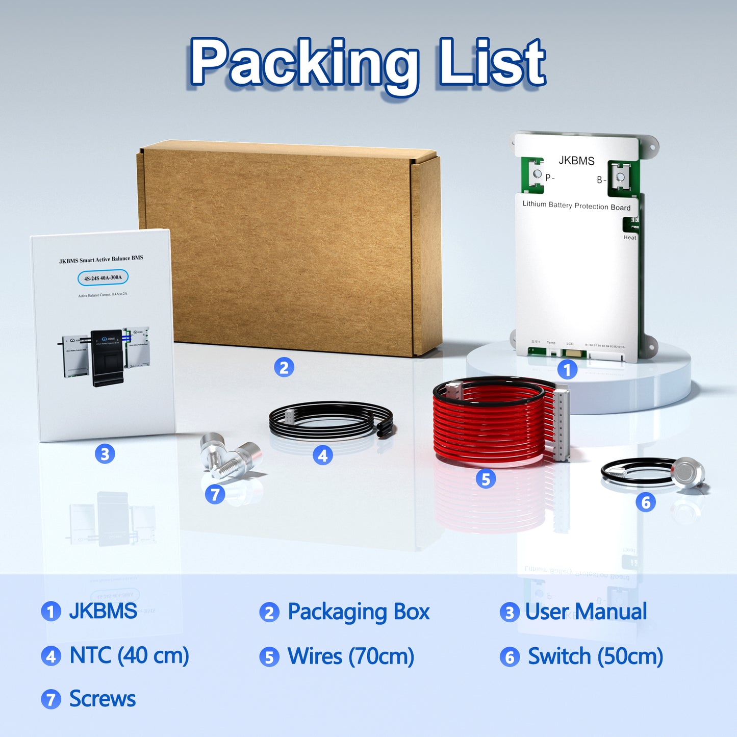 JKBMS Smart BMS 4S-8S 100A 1A Active Balance Built-in Bluetooth with CAN RS485 PCB Battery Protection Board for LiFePO4 Li-ion LTO Battery Pack (JK-B1A8S10P)