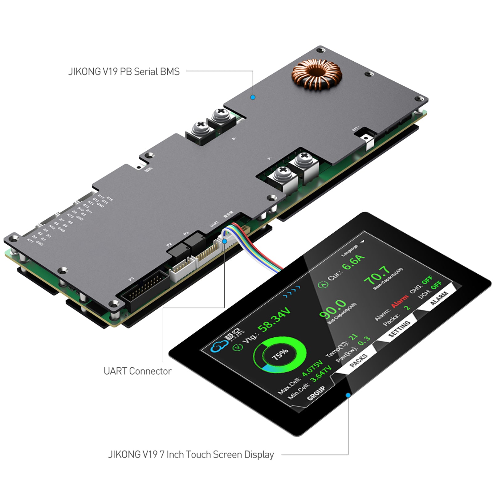 JKBMS LCD-7.0-TTL-P Wiring & Connection to JK-PB BMS