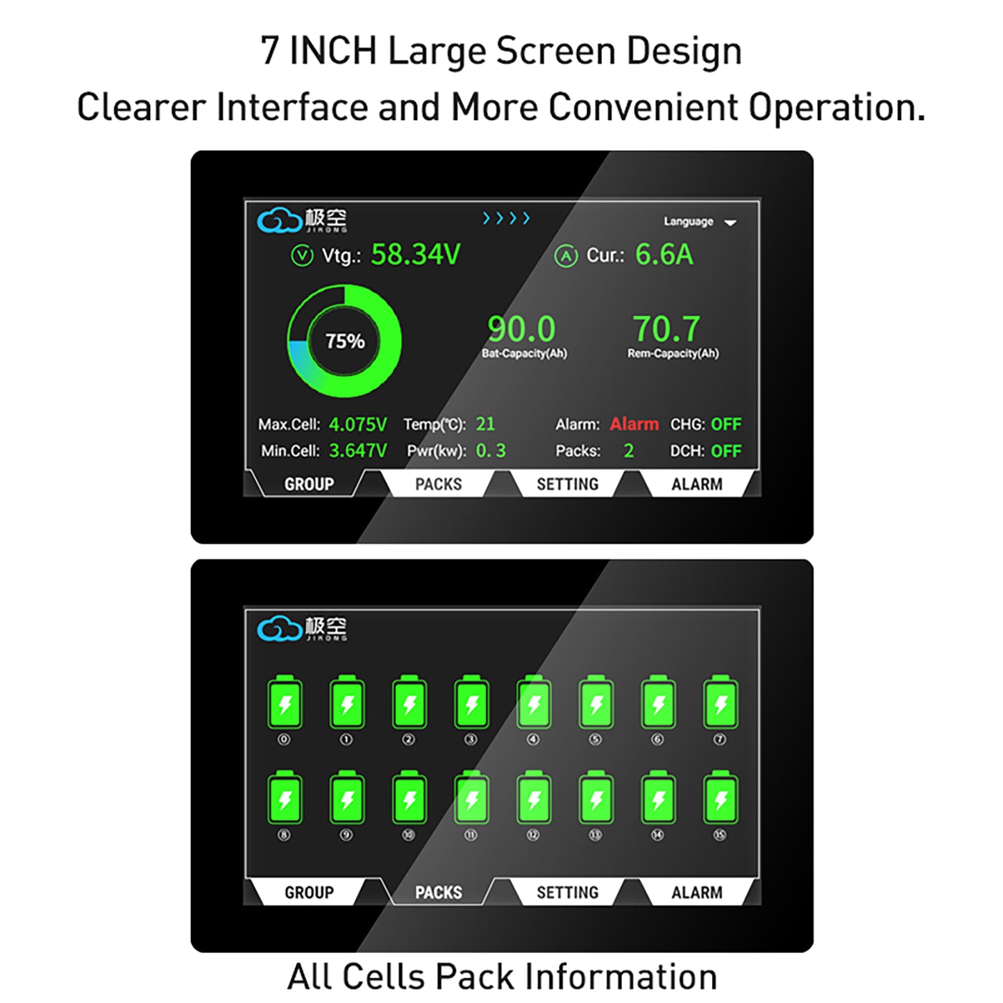 JKBMS LCD-7.0-TTL-P Battery Pack Information Display