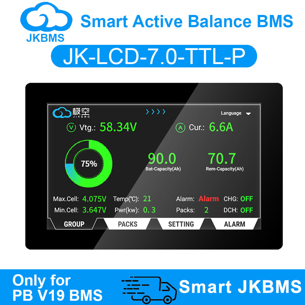JKBMS LCD-7.0-TTL-P 7 Inch LCD Display for JK-PB Inverter BMS V19 - Product Overview