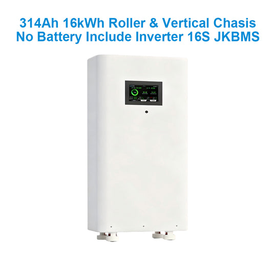 JKBMS ESS DIY Kits With Inverter BMS Roller & Vertical Chasis Lifepo4 51.2V 314Ah 16kWh Low Voltage Residential Chasis For Home Solar Energy Storage System EU Stock
